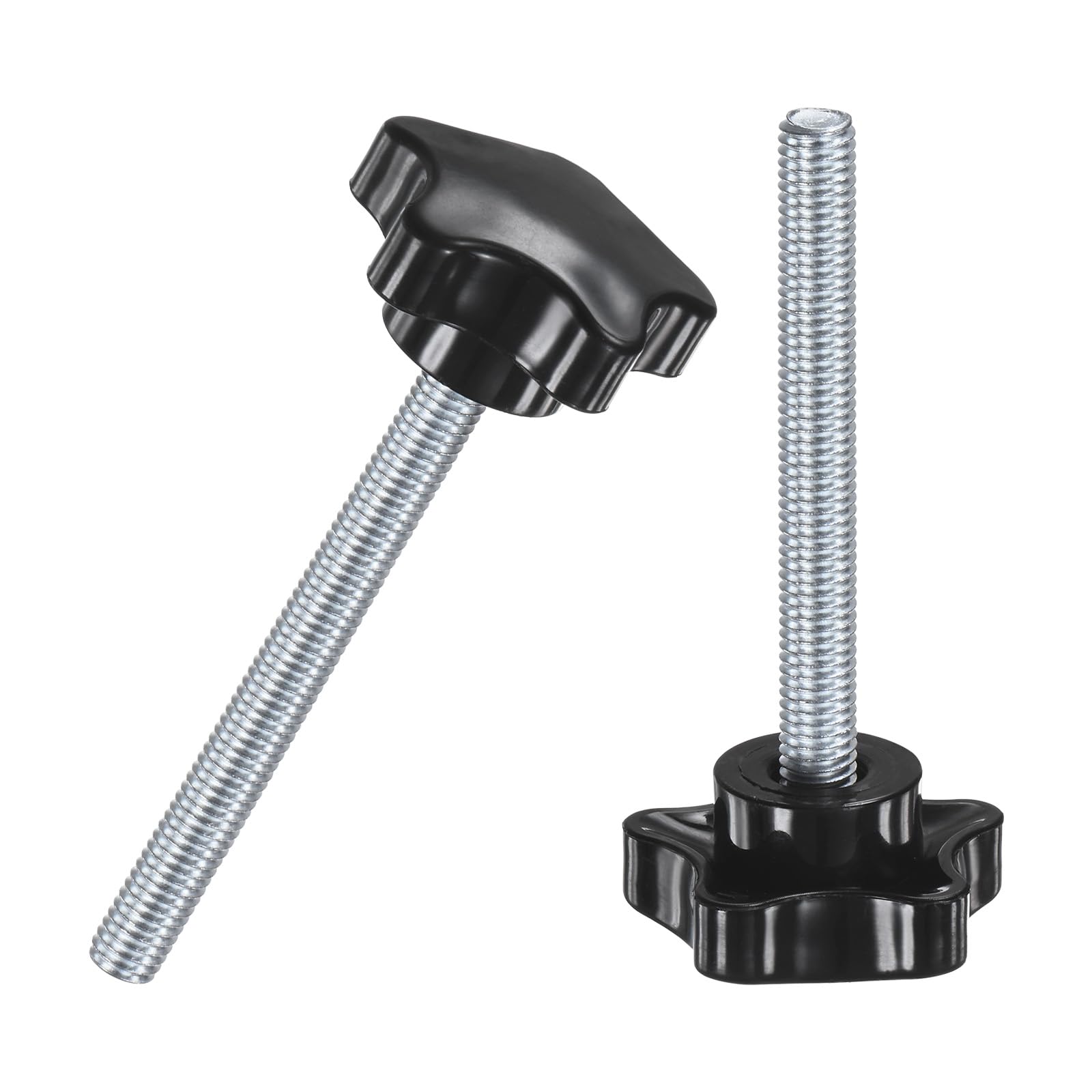 M METERXITY 2-Pack Star Clamping Knobs, M8x70mm Male Thread Hand Tightening Screw for Machinery/Electronic/Furniture/Umbrella Base, Machine Handle Replacement [39mm, Black]