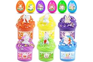 ISTOOLL 6 Pack Pre Filled Easter Eggs Slime Gifts for Kids with Slime and Charms Easter Basket Stuffers Hunt Party Favor Prize Classroom Rewards for Teens Girls Boys