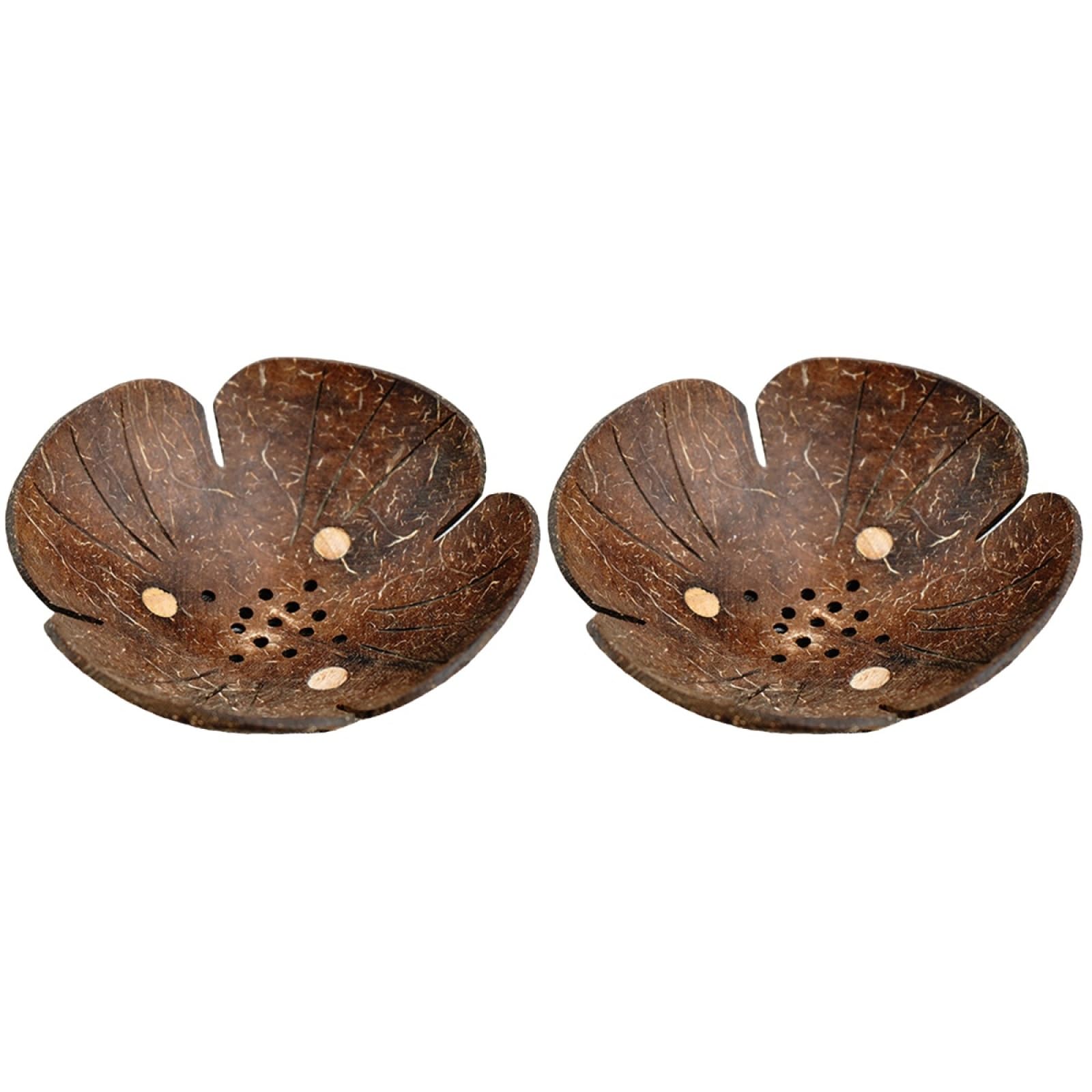 Amosfun 2pcs Soap Dish, Natural Coconut Bowl Soap Tray With Hole, Self Draining Soap Holder for Kitchen Bathroom