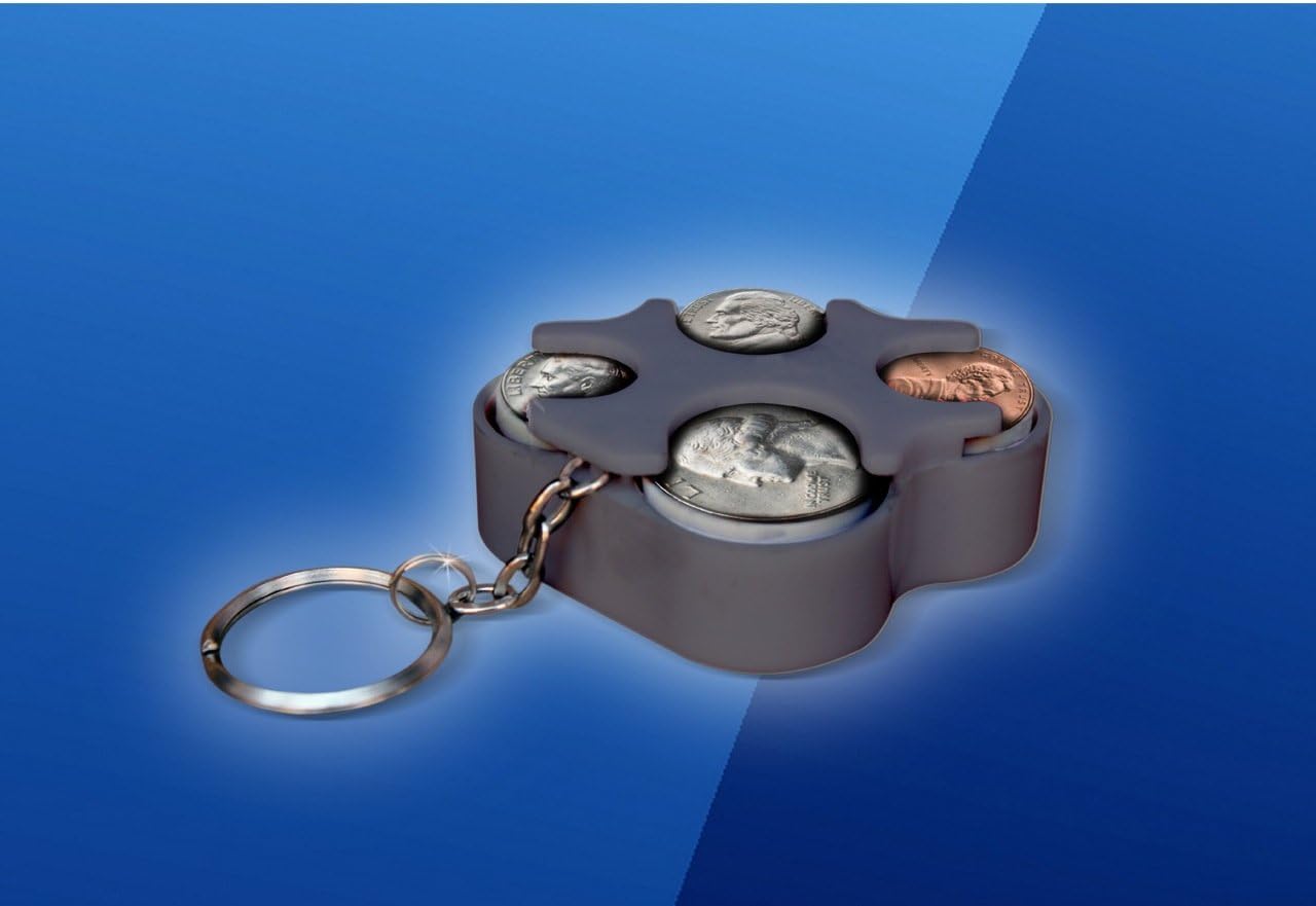Key Chain Coin Holder Organizer Assorted Colors (Silver)