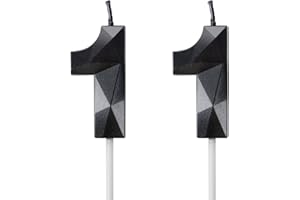 YIRAN Number 11 Candles,11th Birthday Candles,Black Happy Birthday Candle for Cake,3D Design Cake Topper Decorations for Boy Men Pet Birthday Party Wedding Anniversary Celebration Supplies