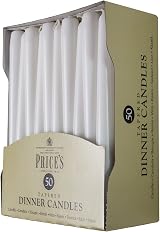 Price's White Tapered Dinner Candles 50 Pack, 7 Hour Burn Time, Unscented view 2