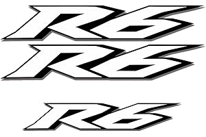 Awonderful R6 Fairing Decal Sticker Compatible with Y-amaha YZF R6 Stickers Decals 5.3"x0.89"/ R6 Decal Front Upper Nose Fairing 4.1"x0.69" (Silver White)