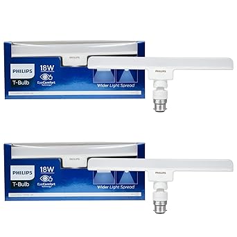 Philips T-Bulb 18 Watt Base B22 (Pack of 2) (Cool White) (Brightness of Tubelight in Plug & Play