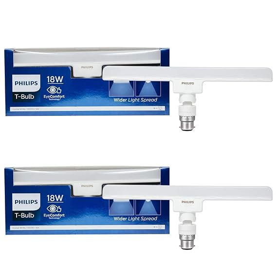 Philips T-Bulb 18 Watt Base B22 (Pack of 2) (Cool White) (Brightness of Tubelight in Plug & Play