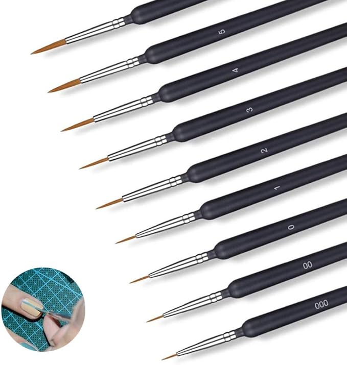 9Pcs Fine Detail Paint Brush, Miniature Painting Brushes Set Artist