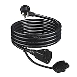 3FT Short Flat Plug Outdoor Extension Cord - Black