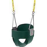 High Back Full Bucket Toddler Swing Seat with Yellow Coated Chains Fully Assembled Baby Swing Set Accessories