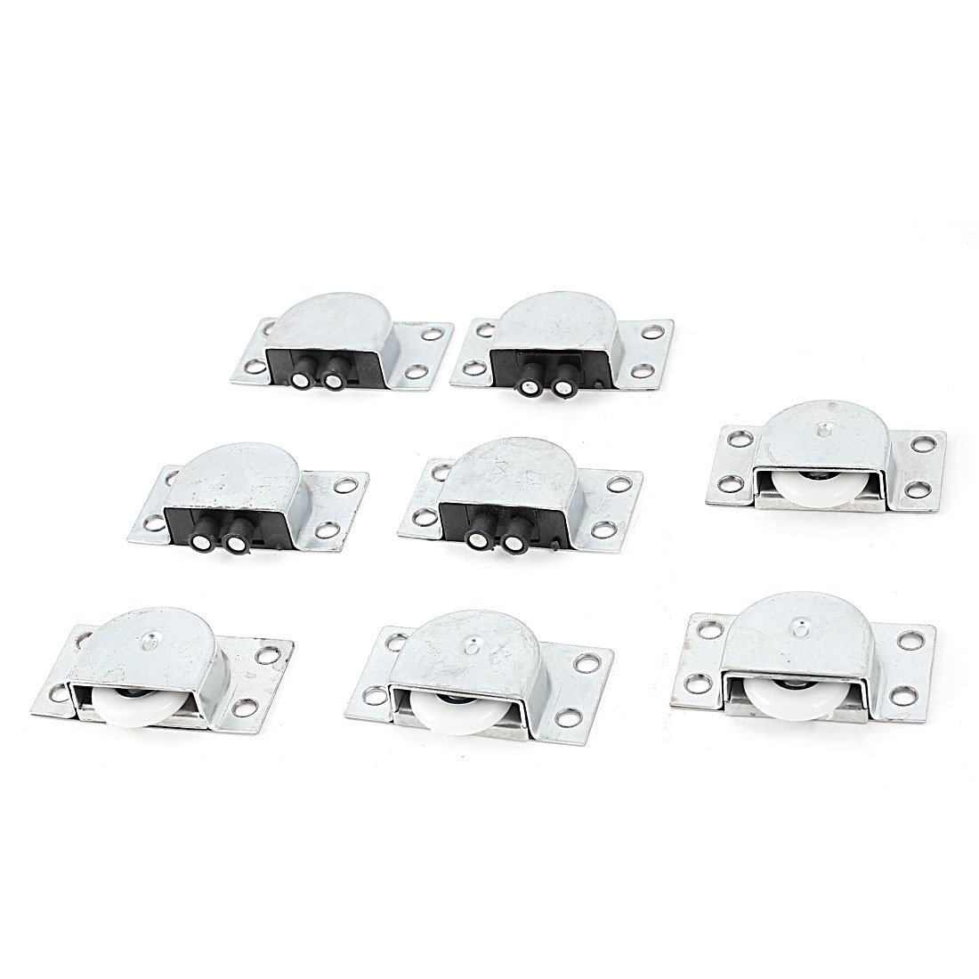 Sourcingmap 4 Pairs 23mm White Wheel Silver Tone Sliding Door Roller for Wardrobe