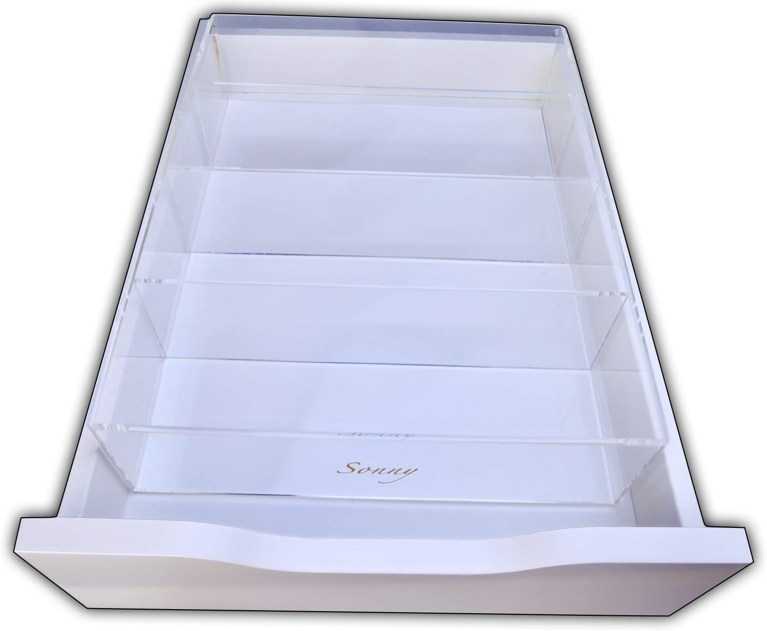 Fits Ikea Alex 4 Compartment Makeup Brush Acrylic Drawer Organizer Divider Tray Clear by Sonny Cosmetics