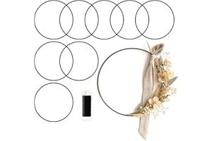 MJRASG 8 Pack Floral Hoop 14 Inches Metal Rings for Crafts Macrame Rings Hoop Wreath Dream Catcher Rings DIY Wreath Candle Rings Wreaths Craft Hoops, Black