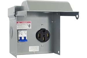 Kinchoix 50 Amp RV Power Outlet Box Temporary Power Outlet with Breaker Outdoor Breaker Box Pre-Wired Electrical Panel for 125/250V RV/EV Camper Plug Trailer Motorhome Electric Car Generator