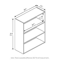 Furinno Pasir 3-Tier Open Shelf Bookcase, Blackwood