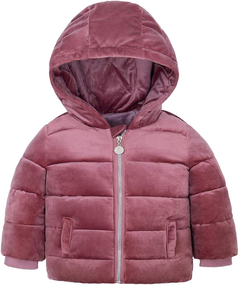 velvet hooded puffer jacket