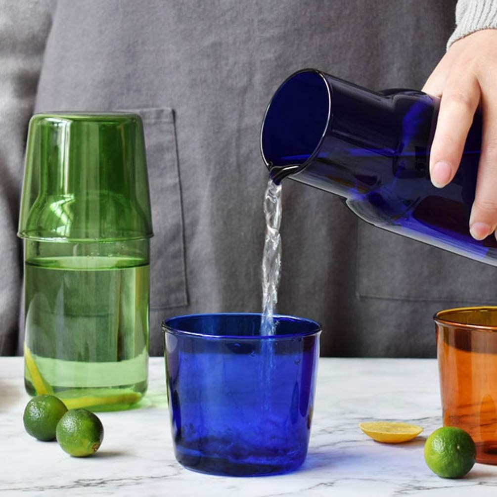 Cabilock Blue Glass Cup Set 7 Inch Tall Clear Drinking Glasses Tumblers for Water Juice Coffee Tea Home and Party Use - Image 3