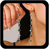 Ximdble Vintage Crystal Ruby Chain Drop Earrings Long Red Cz Linear Dangle Earrings Ruby Crystal Rhinestone Earrings Long Cz Rhinestone Hoop Huggie Earrings Jewelry for Women