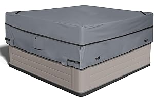 AKEfit Outdoor Waterproof and Weatherproof Hot Tub Cover 85 x 85 inch fit 84 x 84 or 83 x 83 or 82 x 82 or 7 ft x 7 ft Square SPA 600D Heavy Duty Cover Protectors Protective Cover Cap