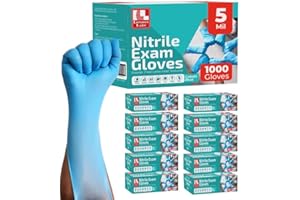 London Labs Sky Blue 5 Mil Nitrile Exam Gloves Disposable Latex Free | Medical Rubber Gloves for Doctors, EMT, First Aid Kit, Food Service & Cleaning | Bulk Case of (1000 CT)