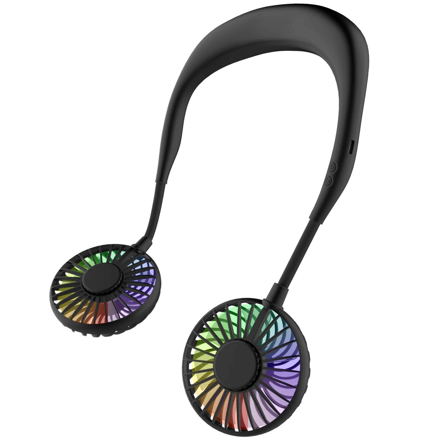 ITSHINY Neck Fan, Portable Fan, Mini USB Fan, Rechargeable Neck Fan, Dual Head Air Cooler 3 Speeds for Outdoor Camping Office Room