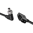 XLCS Locking 12V DC Power D-Tap Cable | for Blackmagic Micro Studio Camera 4K G2 | P-Tap V Mount | AB Battery Compatible | Locking Barrel Connector | 5.5mm, 2.5mm, 7.5mm | Video Assist (Right Angle)