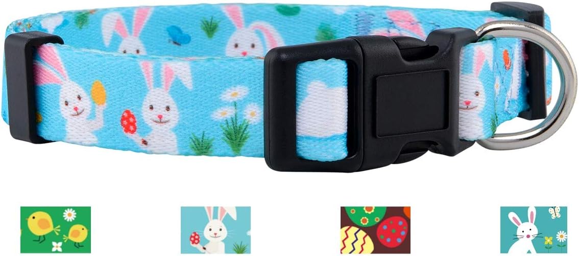 Native Pup Easter Dog Collar, Cute Spring Gift for Puppies, Pink Pastel, Eggs, Chicks, Bunny (Bunny, Small)