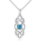 Sister Birthday Gifts from Sisters Brother | 925 Sterling Silver Birthstone Necklace | Chic Sisters Celtic Necklaces Jewelry for Women 14k / Rose G Plated Butterfly/Infinity Pendant for Sister Weddings, Come with Gift Box