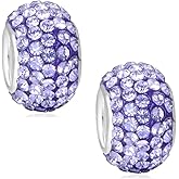 Adabele 2pcs Authentic Solid Sterling Silver Hypoallergenic Jan-Dec Birthstone Bead Charm Austrian Rhinestone Compatible with Pandora All Bracelet Necklace Women Birthday Gift