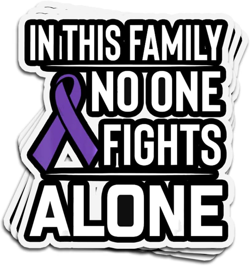 3 PCs Stickers in This Family No One Fights Alone Pancreatic Cancer 3&times;4 Inch Die-Cut Wall Decals for Laptop Window Car Bumper Helmet Water Bottle