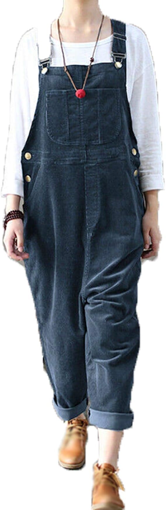 Women's Vintage Corduroy Overalls Casual Loose Plus Size Adjustable