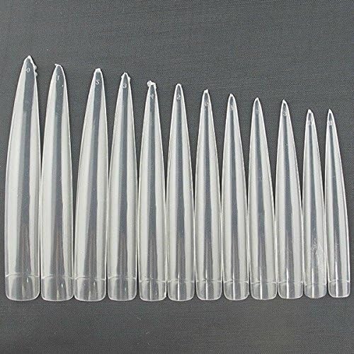 isremi(TM)10pcs/pack Clear Acrylic Nail Art Long Stiletto Sharp Ending Solon Artificial Fake False Haft Tips