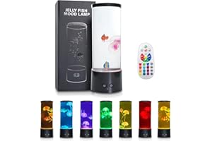 Remote Control Jellyfish Lamp with Fish Decor - 17 Color Changing Night Light, Ocean Theme Gift for Kids, Girls, Boys | Bedro
