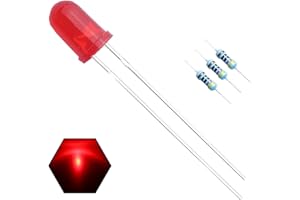 EDGELEC 100pcs 5mm Red Lights LED Diodes (Red Lens) Diffused Round Lens 29mm Long Lead (DC 2V) +100pcs Resistors (for DC 6-12V) Included,Bulb Lamps Light Emitting Diode
