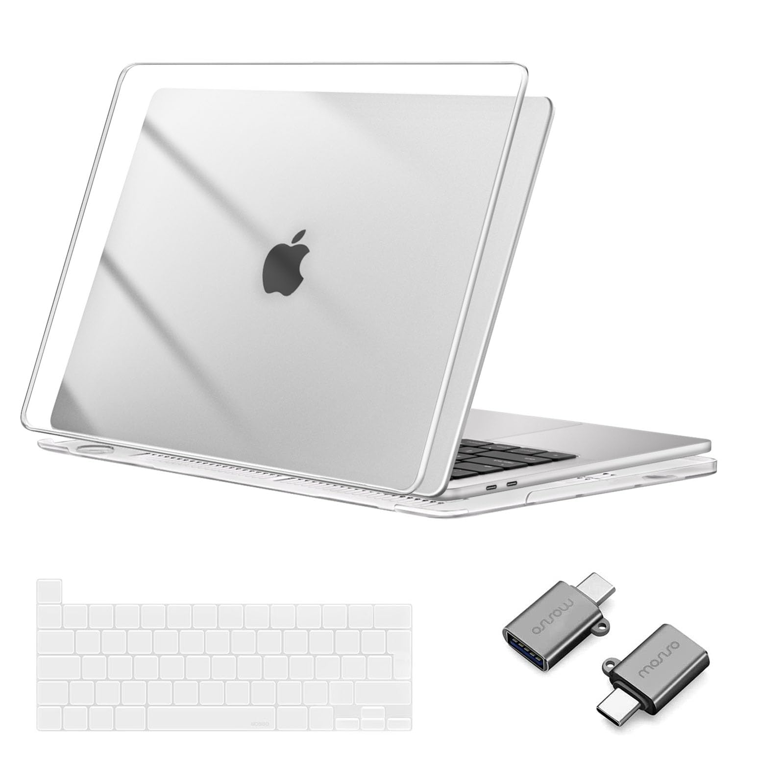 MOSISO Compatible with MacBook Pro 13 inch Case M2 M1 2026 2025 2024 2023 2022-2016 A2338 A2251 A2289 A2159 A1989 A1708 A1706, Hard Shell Cover &Keyboard Skin&Type C Adapter 2 Pack, Crystal Clear