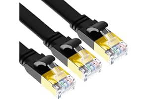 Yauhody CAT8 Ethernet Cable 6ft 3 Pack, Flat CAT 8 Cable, Faster than CAT7/CAT6/CAT5e, High Speed 40Gbps 2000MHz SFTP Network