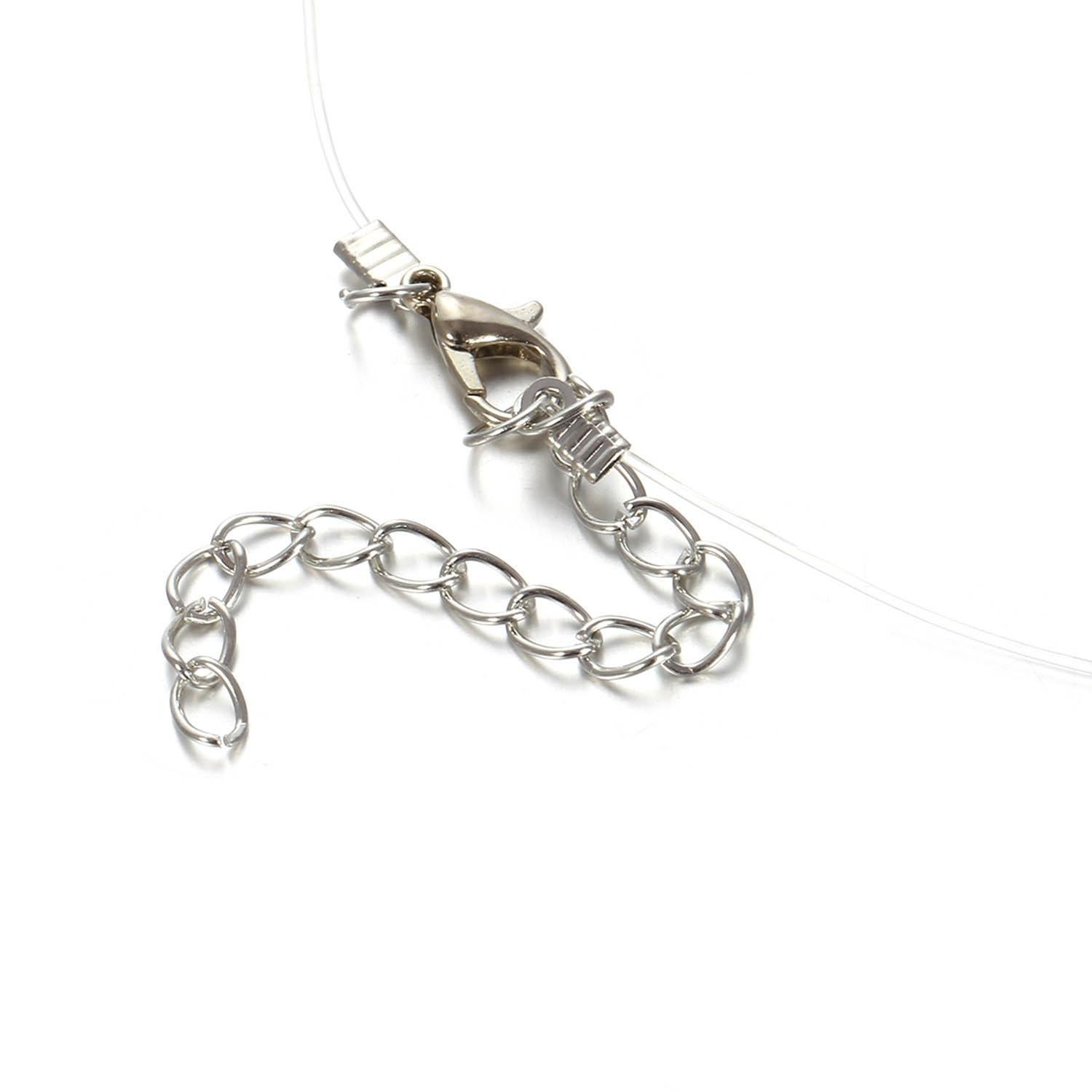 IEnkidu New Fashion Women Rhinestones Necklace Invisible Transparent Fishing Line Chain Pendant Necklace Jewelry Gift Chains