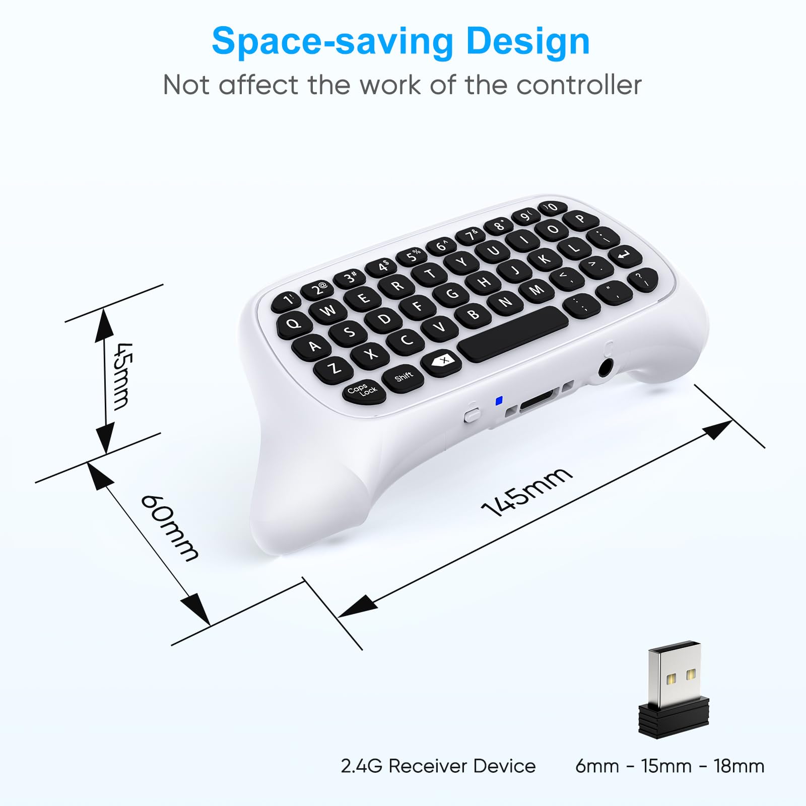 Keyboard for Xbox Series X/S, One X/S, Elite One/2 Controller, Wireless Chatpad Gaming Keypad With USB Receiver, Speaker, 3.5mm Audio Jack Accessories (Controller Not Included), White