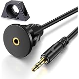 3.5mm Male to 3.5mm Female Car Truck Dashboard Flush Mount 3.5mm 1/8" AUX Audio Jack Extension Cable with Mounting Panel for 