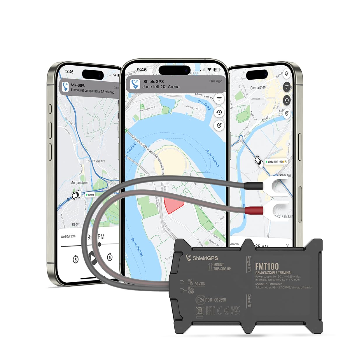 ShieldGPS - Real Time GPS Tracker for Cars, Vehicles, Caravans & Motorbikes - Self Install 12-24V Hard Wired for Tracking, Anti Theft & Fleet Management - 7 Day Free Trial