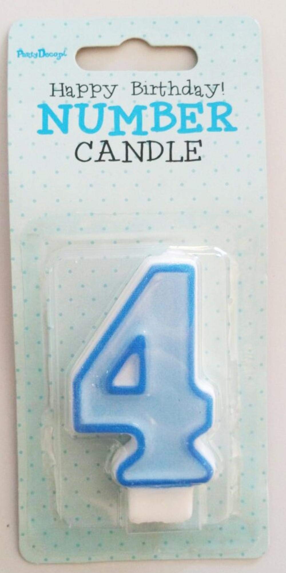 PartyDeco Candle Number 4 Light Blue