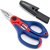 WORKPRO Stainless Electricians Scissors, 6.4" Professional Electrician Shears with Wire Stripper for Soft Cable (Not Suitable for Diving Use)