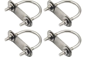 Boguish 4 Pcs M6 Round U-Bolts 1.5 inch (38 mm) Inside Width 58 mm Long 304 Stainless Steel U-Bolts with Nuts, Plate, Washer