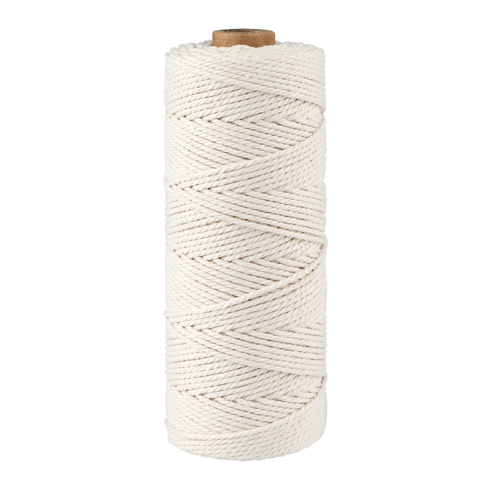 G2PLUS 200M Beige Cotton Twine, 1.5MM Wrapping Bakers String, 3Ply Butchers Cord for DIY Gift Decorations and Handicrafts