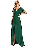 Ever-Pretty Women's Double V Neck A Line Ruffle Hem