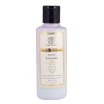 Khadi Natural Lavender Herbal Moisturizer With Shea/Kokum Butter, SLS and Paraben Free, 210 ml