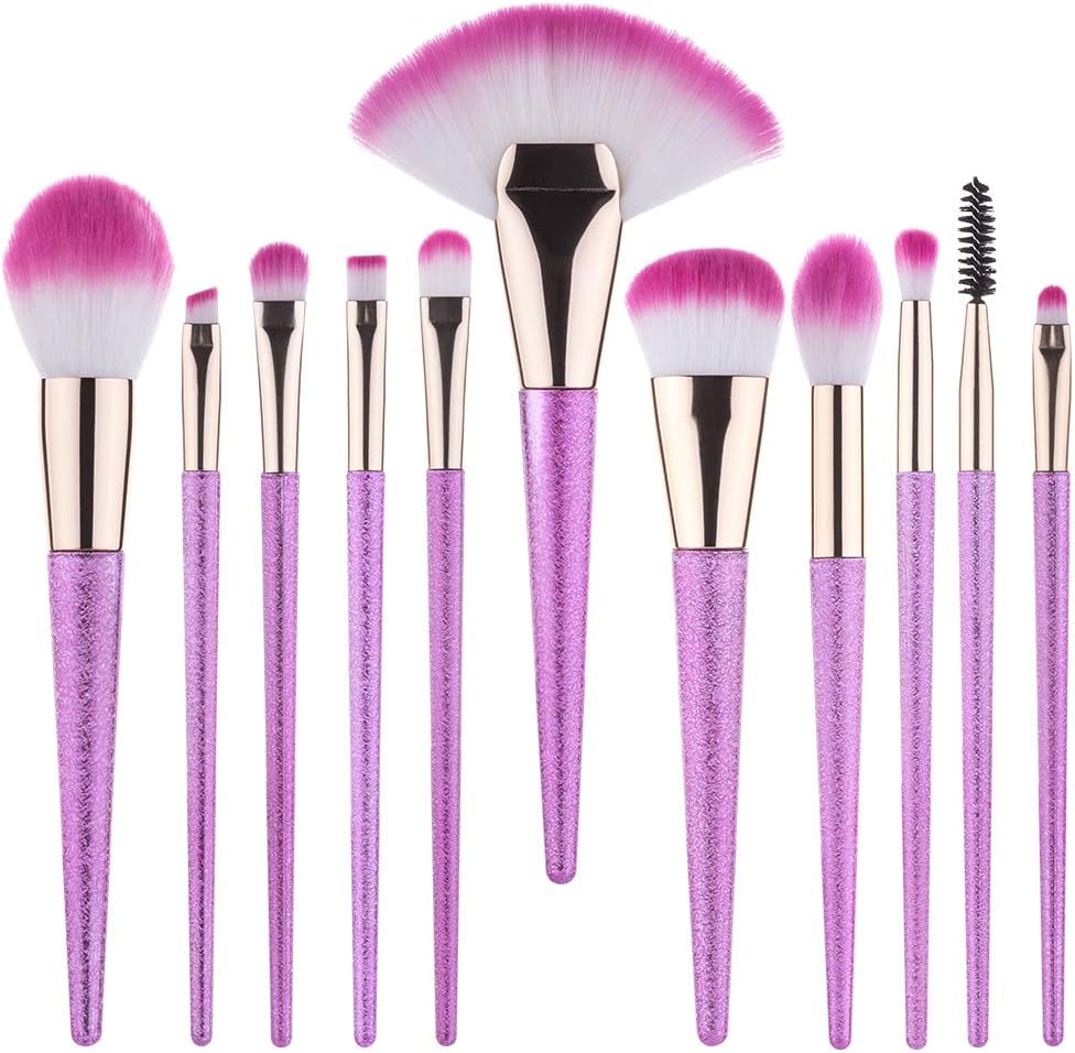 Summifit 11 Pcs Makeup Brushes Set Powder Blush Blending Eyeshadow Concealer Contour Lip Highlighter Brush Cosmetic Tools