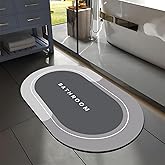 YUGMCOCE Rubber Bath mats Quick-Drying Non-Slip Bathroom mat Super Absorbent Bath mat Instant Dry Bath mat, Bathroom Rug in Front of The Kitchen Sink, Shower Room, Bathtub, OvalGrey, 23.6"x15.7"