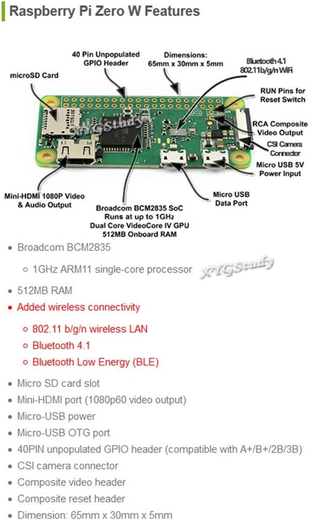 B Xygstudy Raspberry Pi Zero W Type E With 16gb Micro Sd And 2 13inch E Paper Hat Internal Components Computers Accessories