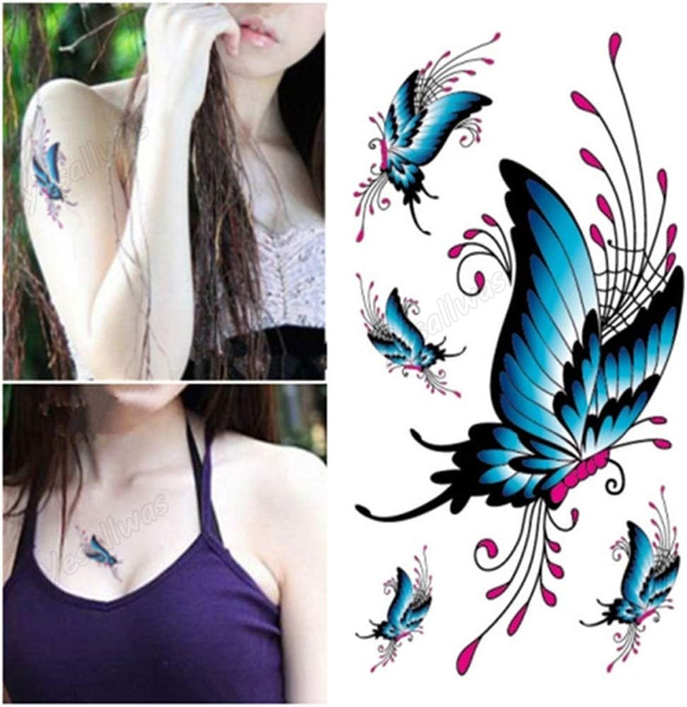 Yesallwas 30 Sheets cute Temporary Tattoo Sticker Fake Tattoos for Women Girls Models,Waterproof Long Lasting Body Art Makeup Sexy Realistic Tattoos -Butterflies - Image 3