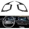JSWAN 2pcs Real Carbon Fiber Steering Wheel Panel Cover for KIA EV6 GT GTLINE (2021-2024) and KIA NIRO EV (2023) Dry Steering Wheel Button Frame Cover (Bright Black)