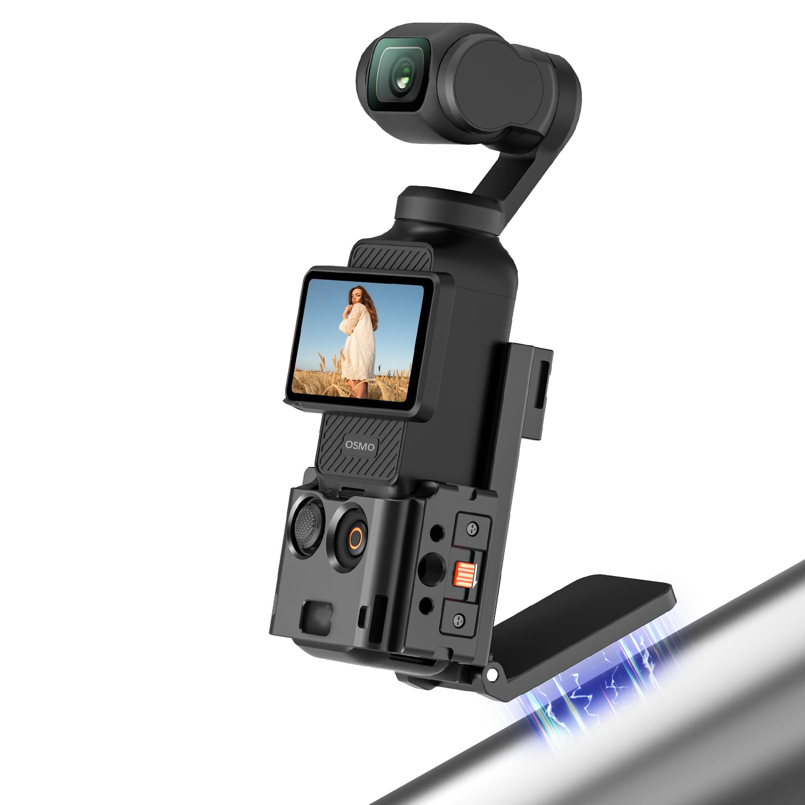 Photo 1 of AMAZEAR Metal Magnetic Mount Cage for DJI OSMO Pocket 3 Accessories, Pocket3 Aluminum Protective Case Multifunction Frame with Various Expansion Adapters, Super Strong, Magnet Stand, Black